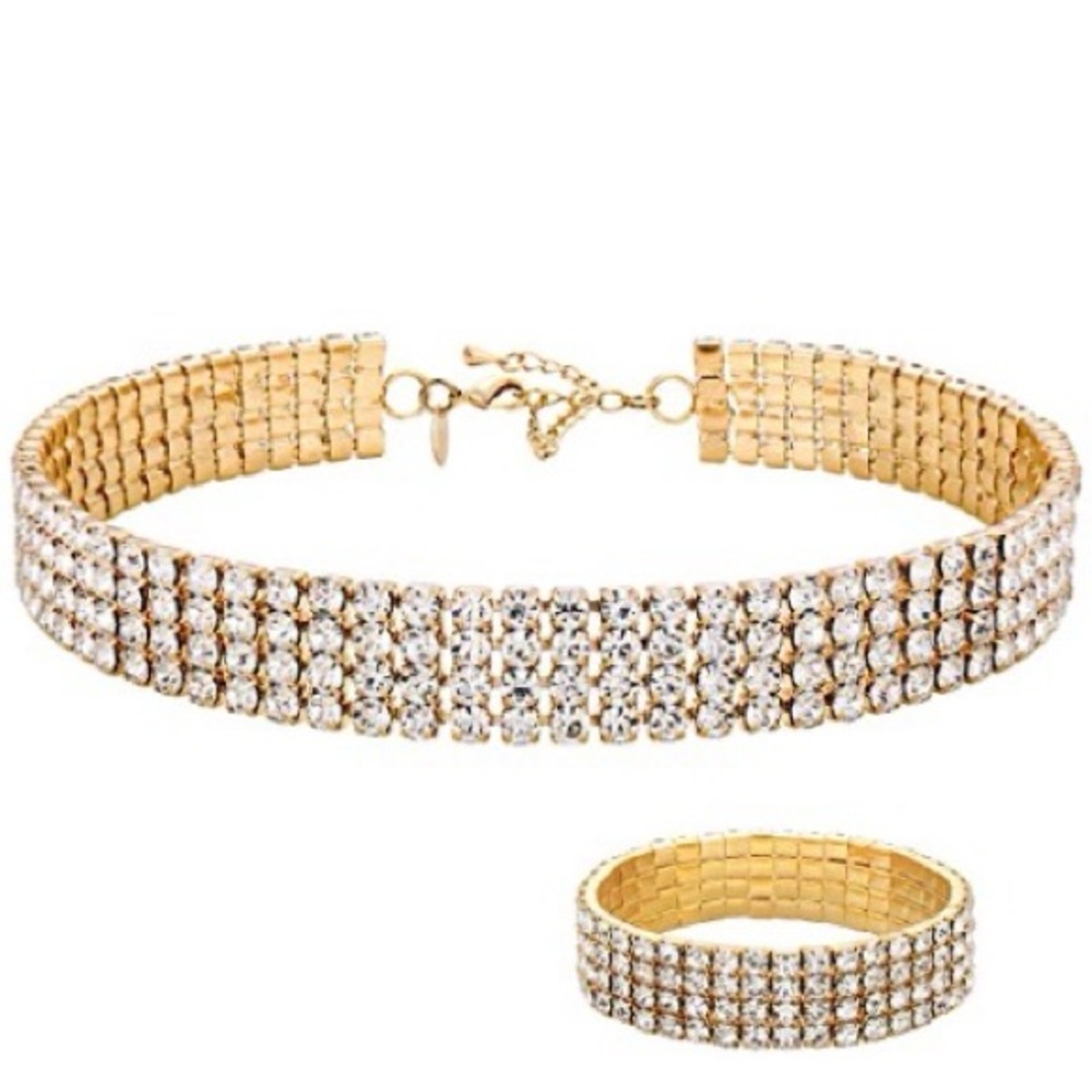 Elegant Gold Plated Necklace and Bracelet Set